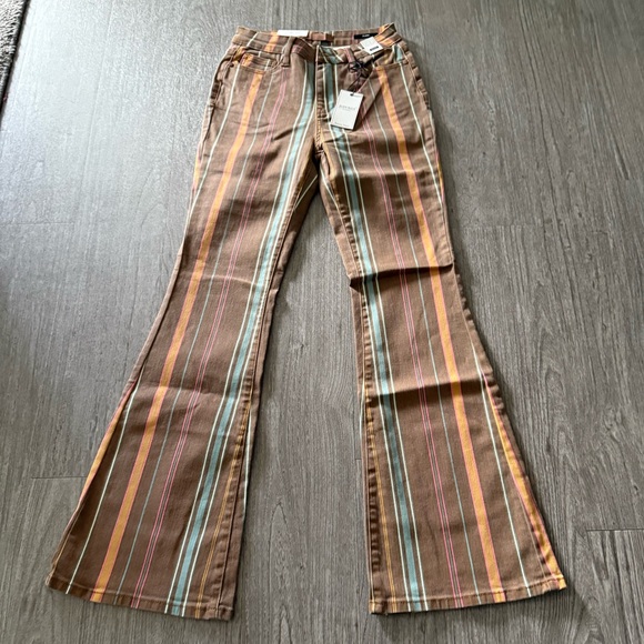Judy Blue Multicolor Striped Flare Jeans NWT - Picture 1 of 11